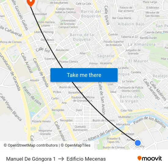 Manuel De Góngora 1 to Edificio Mecenas map