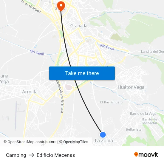 Camping to Edificio Mecenas map