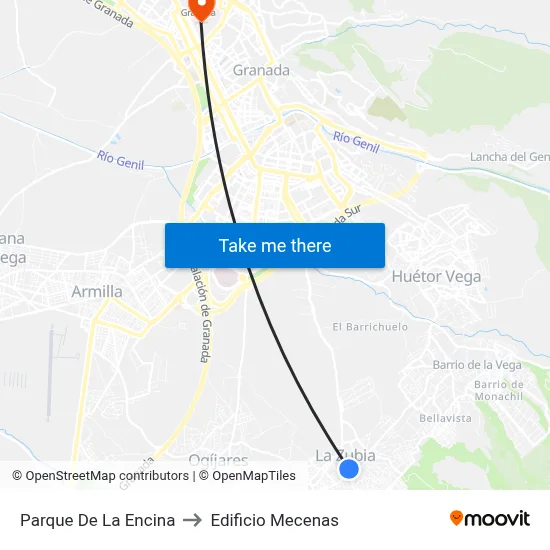 Parque De La Encina to Edificio Mecenas map