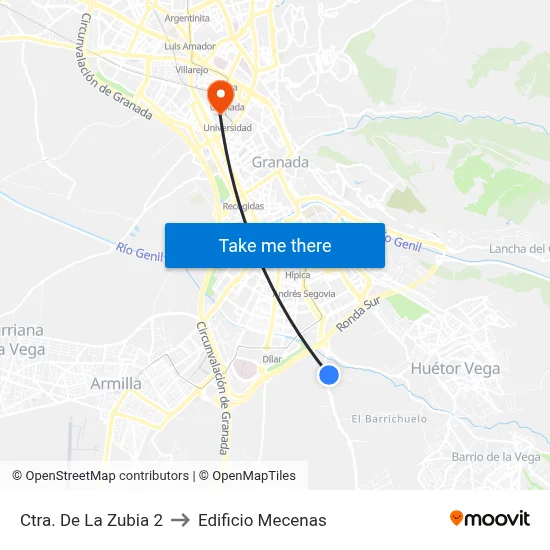 Ctra. De La Zubia 2 to Edificio Mecenas map