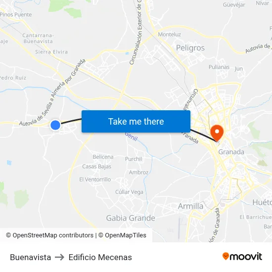 Buenavista to Edificio Mecenas map