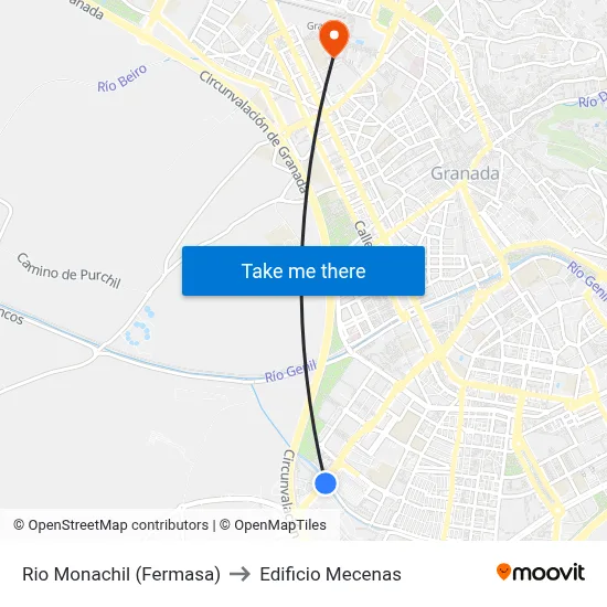 Rio Monachil (Fermasa) to Edificio Mecenas map
