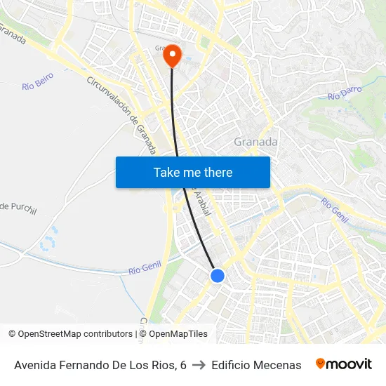 Avenida Fernando De Los Rios, 6 to Edificio Mecenas map