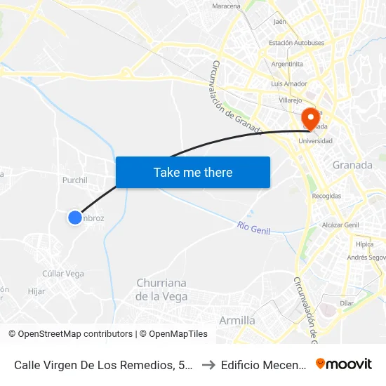 Calle Virgen De Los Remedios, 558 to Edificio Mecenas map