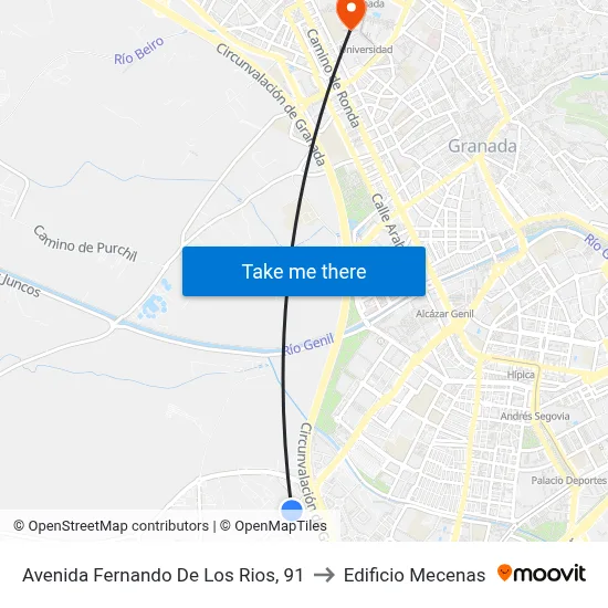 Avenida Fernando De Los Rios, 91 to Edificio Mecenas map
