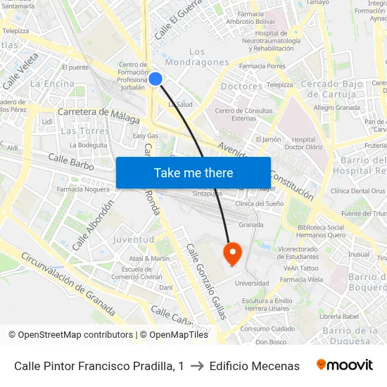 Calle Pintor Francisco Pradilla, 1 to Edificio Mecenas map