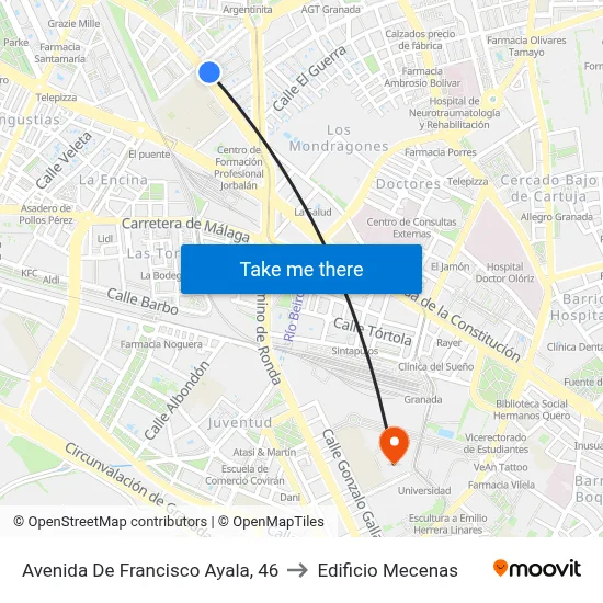 Avenida De Francisco Ayala, 46 to Edificio Mecenas map