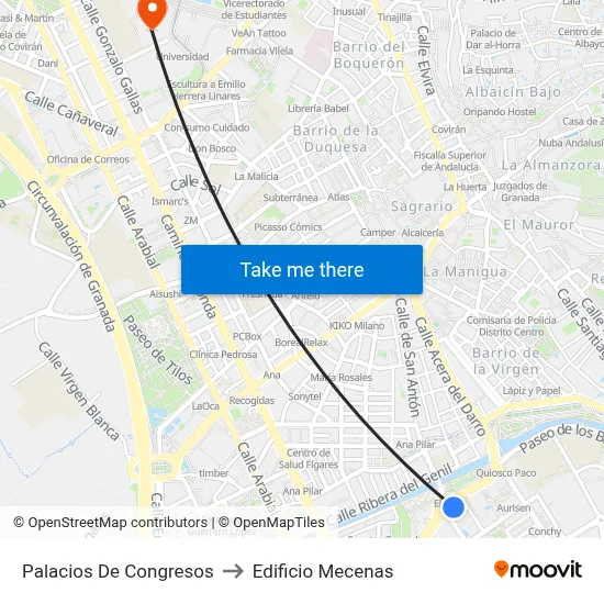 Palacios De Congresos to Edificio Mecenas map