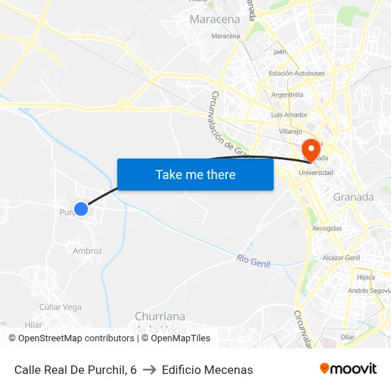 Calle Real De Purchil, 6 to Edificio Mecenas map