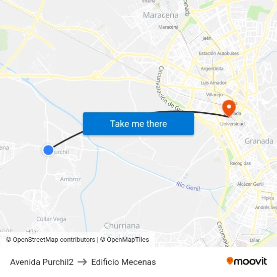 Avenida Purchil2 to Edificio Mecenas map