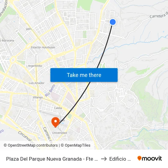 Plaza Del Parque Nueva Granada -  Fte Parroquia S.J. Bautista to Edificio Mecenas map