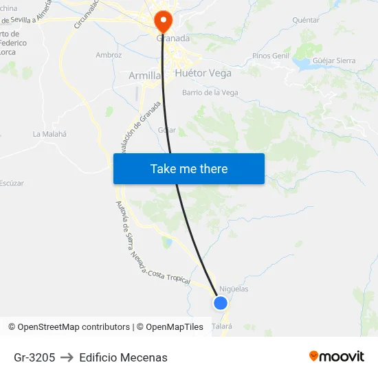 Gr-3205 to Edificio Mecenas map