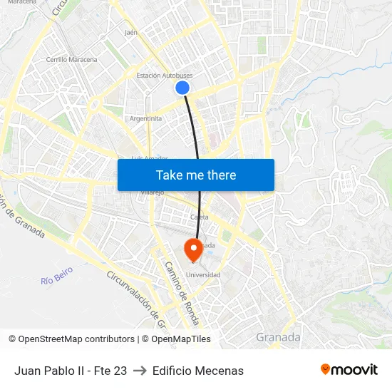 Juan Pablo II - Fte 23 to Edificio Mecenas map