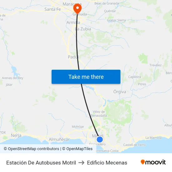Estación De Autobuses Motríl to Edificio Mecenas map