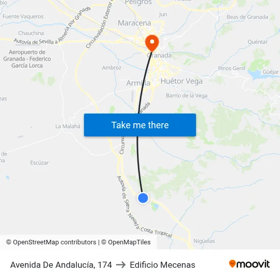Avenida De Andalucía, 174 to Edificio Mecenas map
