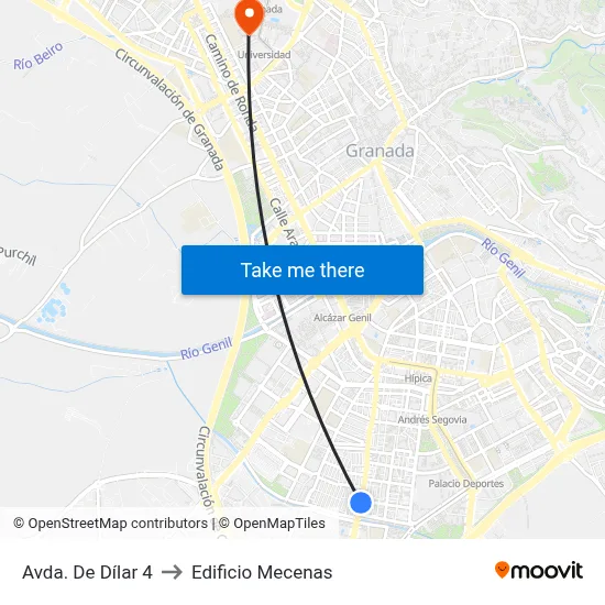 Avda. De Dílar 4 to Edificio Mecenas map