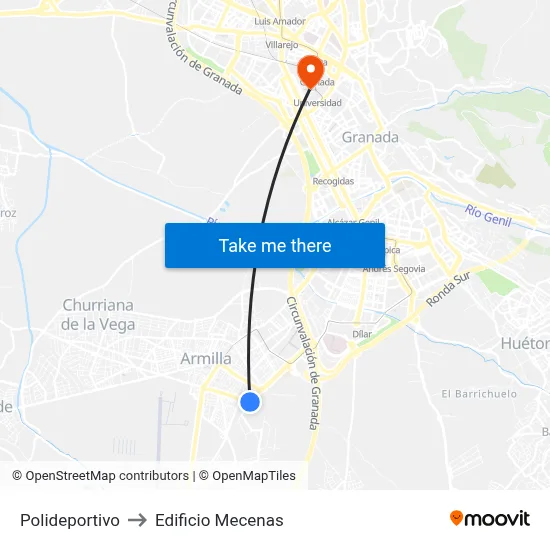 Polideportivo to Edificio Mecenas map