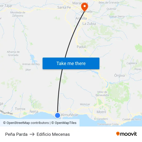 Peña Parda to Edificio Mecenas map