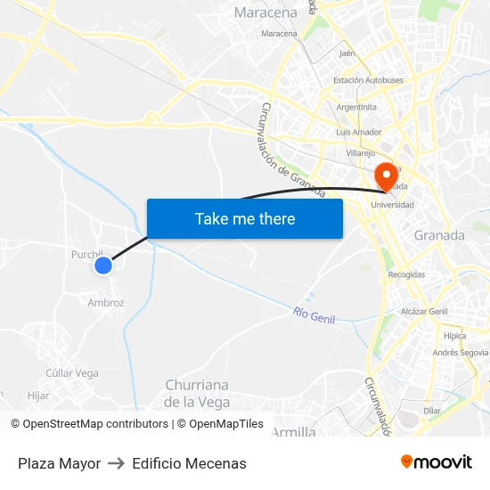 Plaza Mayor to Edificio Mecenas map