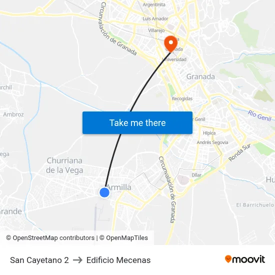 San Cayetano 2 to Edificio Mecenas map