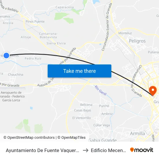 Ayuntamiento De Fuente Vaqueros to Edificio Mecenas map