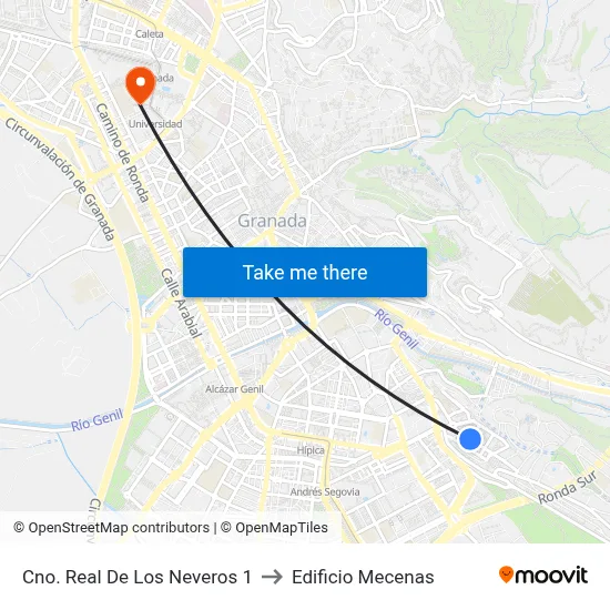 Cno. Real De Los Neveros 1 to Edificio Mecenas map