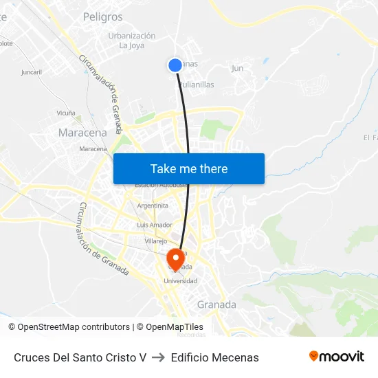 Cruces Del Santo Cristo V to Edificio Mecenas map