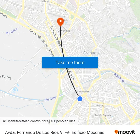 Avda. Fernando De Los Ríos V to Edificio Mecenas map