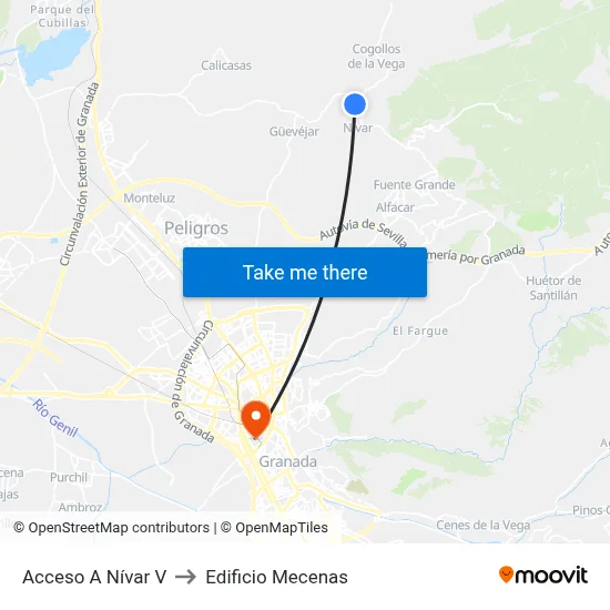 Acceso A Nívar V to Edificio Mecenas map
