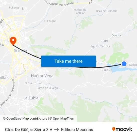 Ctra. De Güéjar Sierra 3 V to Edificio Mecenas map
