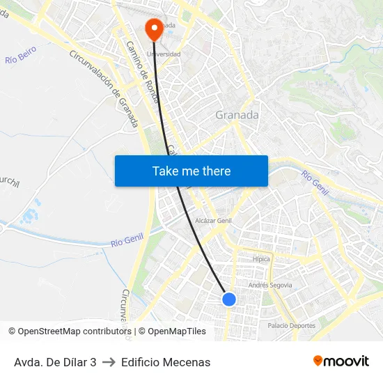 Avda. De Dílar 3 to Edificio Mecenas map