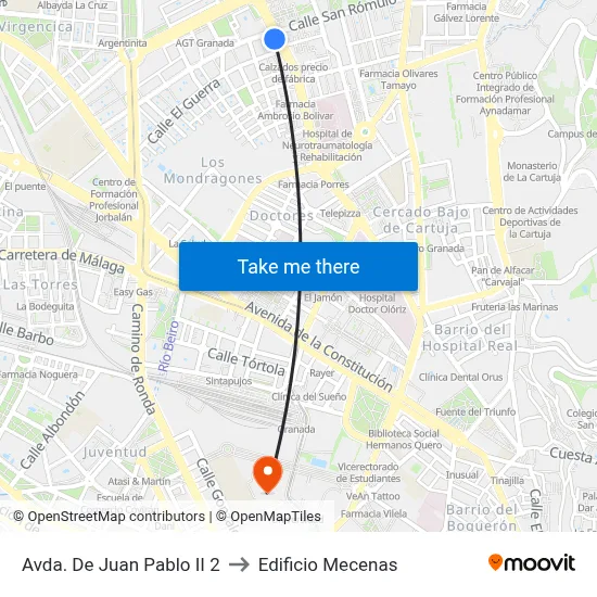 Avda. De Juan Pablo II 2 to Edificio Mecenas map