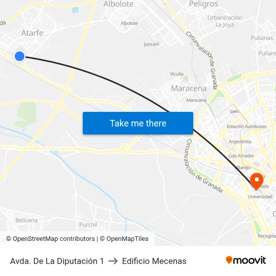Avda. De La Diputación 1 to Edificio Mecenas map