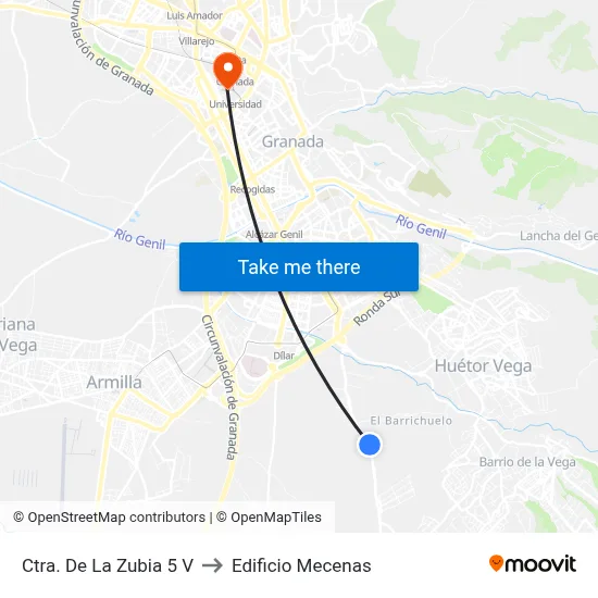 Ctra. De La Zubia 5 V to Edificio Mecenas map