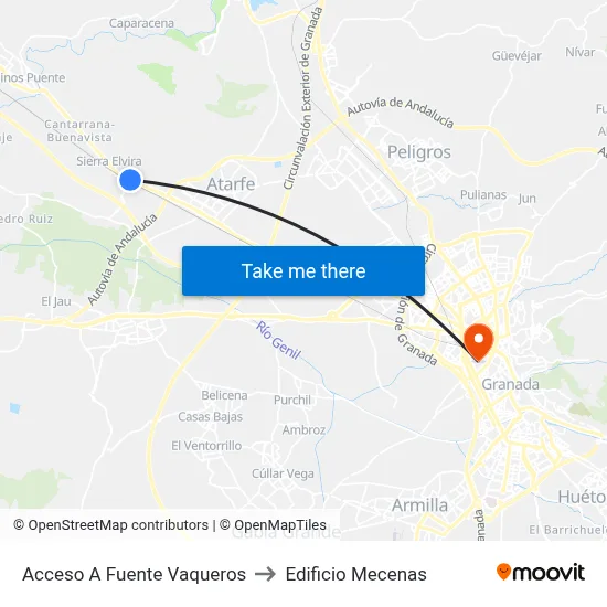 Acceso A Fuente Vaqueros to Edificio Mecenas map