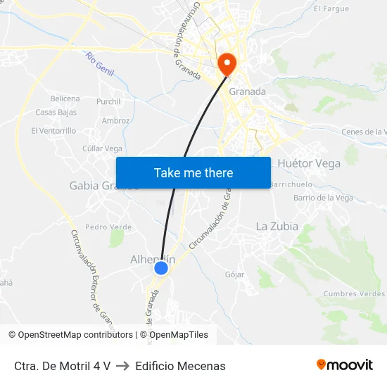 Ctra. De Motril 4 V to Edificio Mecenas map