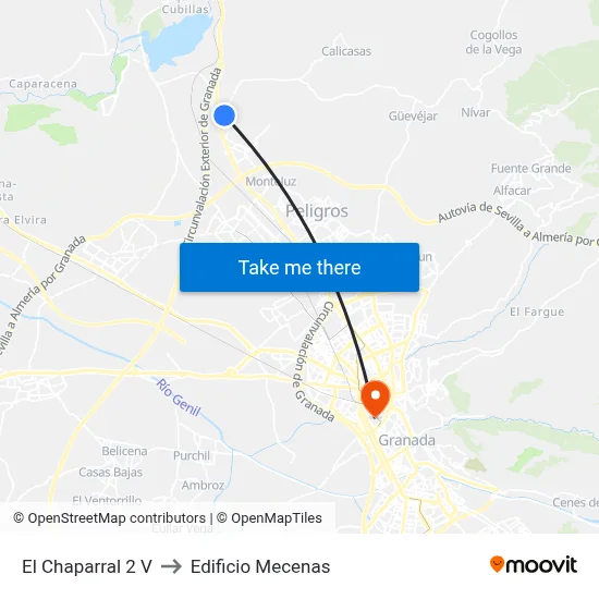 El Chaparral 2 V to Edificio Mecenas map