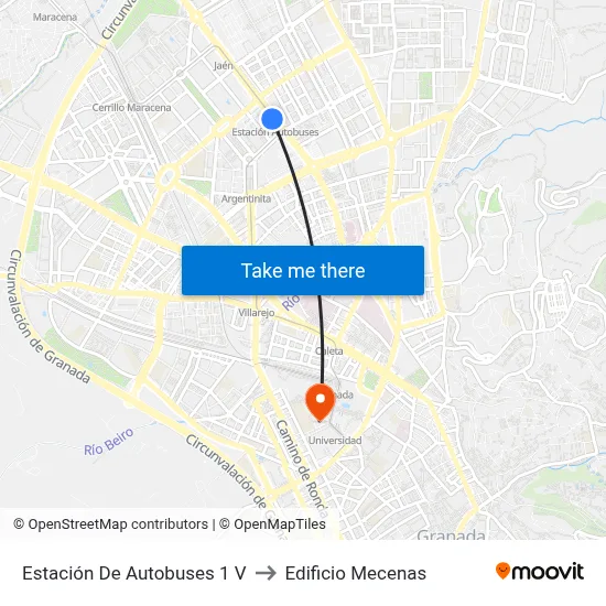 Estación De Autobuses 1 V to Edificio Mecenas map