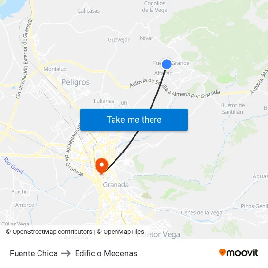 Fuente Chica to Edificio Mecenas map