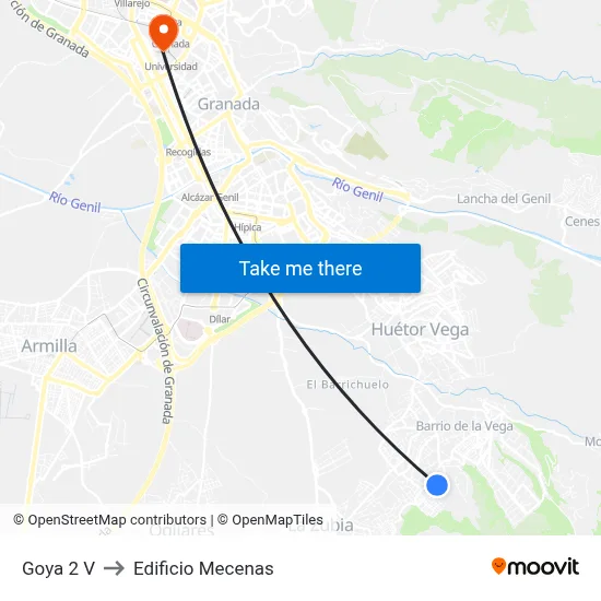 Goya 2 V to Edificio Mecenas map