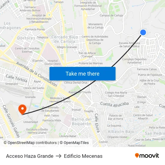 Acceso Haza Grande to Edificio Mecenas map