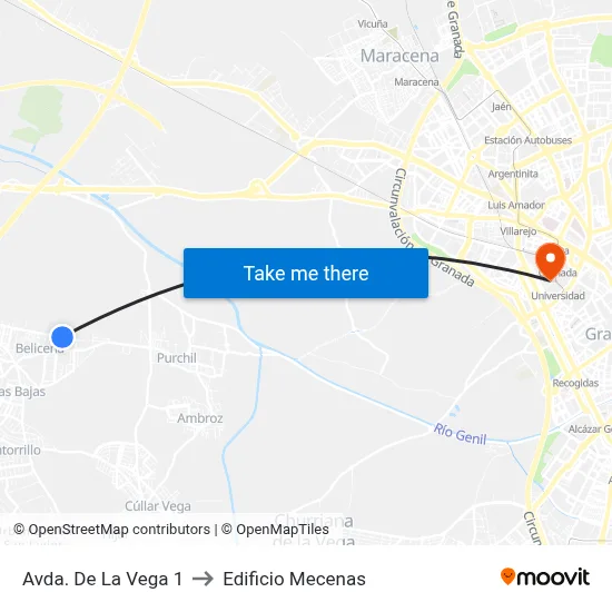 Avda. De La Vega 1 to Edificio Mecenas map