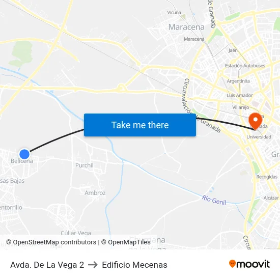 Avda. De La Vega 2 to Edificio Mecenas map