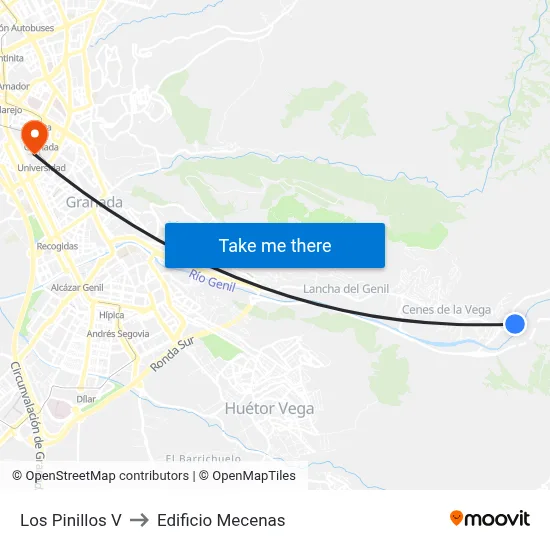 Los Pinillos V to Edificio Mecenas map
