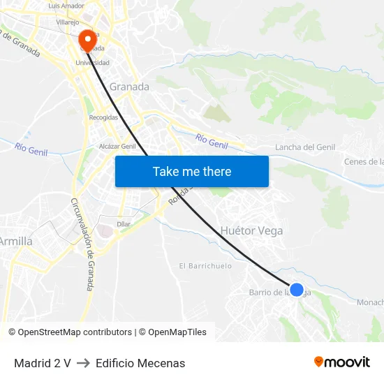 Madrid 2 V to Edificio Mecenas map