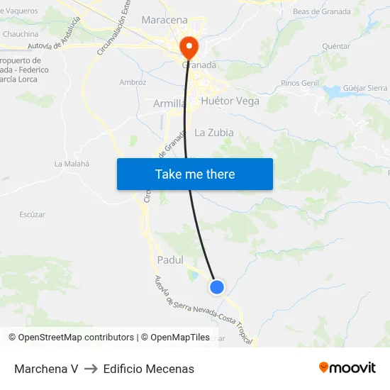 Marchena V to Edificio Mecenas map