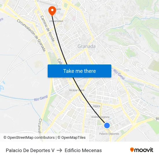 Palacio De Deportes V to Edificio Mecenas map