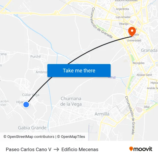 Paseo Carlos Cano V to Edificio Mecenas map