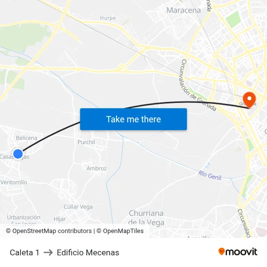 Caleta 1 to Edificio Mecenas map
