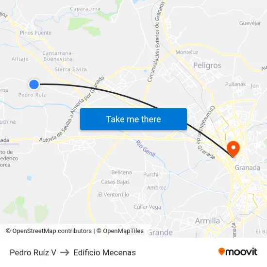 Pedro Ruíz V to Edificio Mecenas map